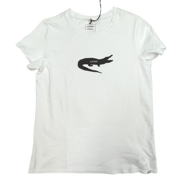prAna Journeyman Tee Sz S New $39 White Later Alligator T-Shirt Lightweight Top - Picture 3 of 10